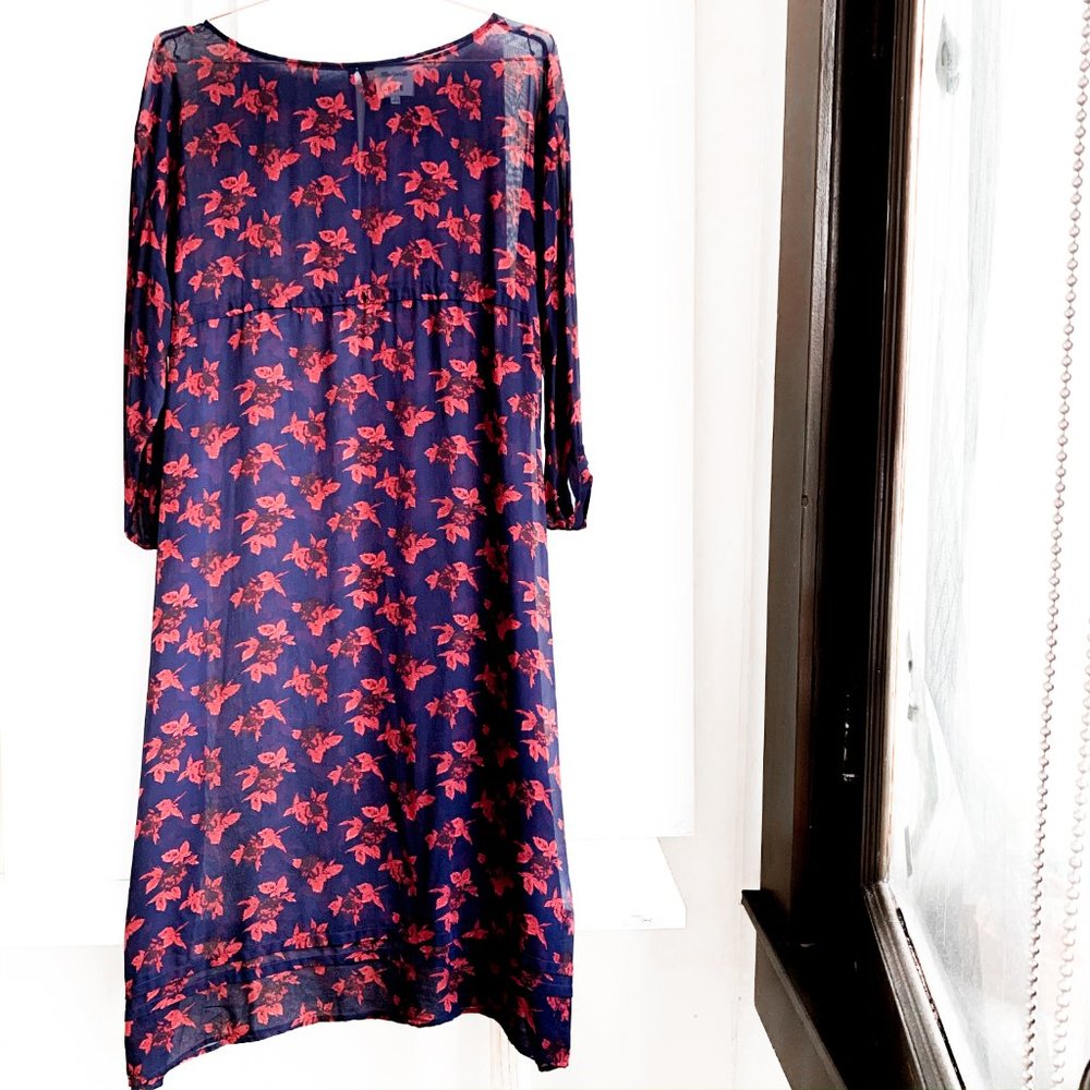 madewell sheer long sleeve floral print dress - Picture 5 of 6